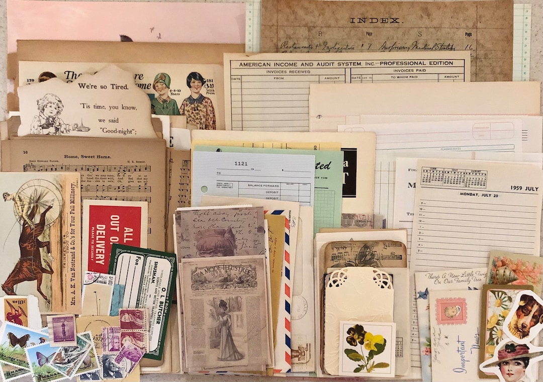 Vintage Ephemera Paper Pack - Vintage Junk Journal Paper - Mixed Media ...