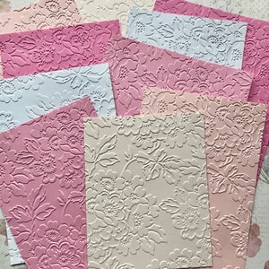 Cartões de diário em relevo rosa e branco - Cartões de diário em tons de rosa - Suprimentos de lixo eletrônico - Papel de diário indesejado