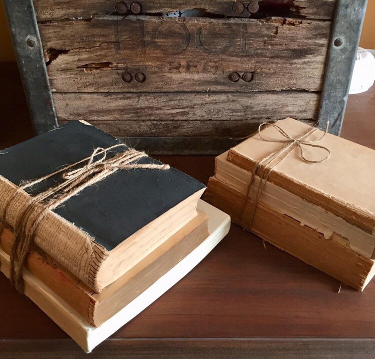 Unbound Vintage Book Stack Rustic Book Stack Farmhouse Etsy