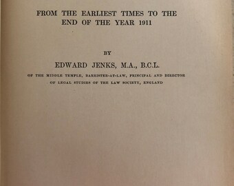 1913 A Short Story of English Law Edward Jenks - Second Edition