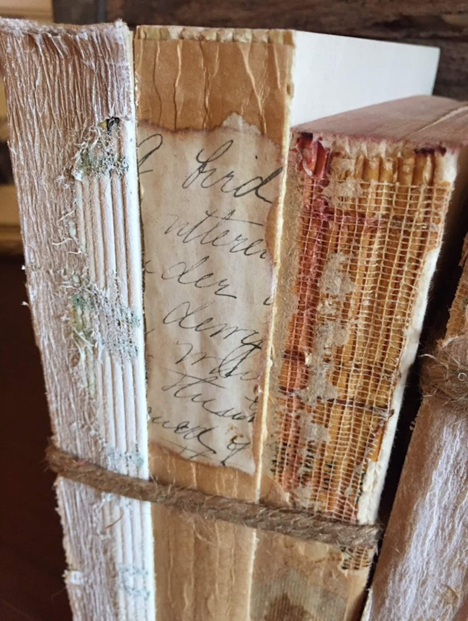 Unbound Vintage Book Stack Rustic Book Stack Farmhouse Etsy