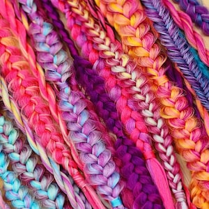 8 SE Braids Accent Set | Mixed Puffy, Fishtail, Box, Braids. Pastel unicorn. Autumn. Mauve. Cherry. Black. Silver white. Neon Rainbow