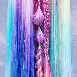 Bright Neon Rainbow Braids on Elastics
