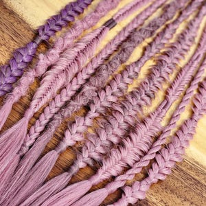 Rose, Mauve, Taupe, Vintage Pink Braids | Hair Extensions accent set