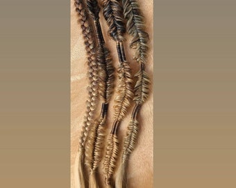 Tigers Eye Braid Set | Brown to Blonde Ombre Mixed Puffy &  Fishtail Synthetic Hair Extensions | Soft and Natural