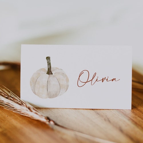 Thanksgiving Name Card Template Pumpkin Place Card Printable - Etsy