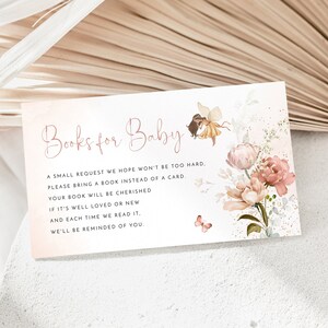 Fairy Boeken voor Baby Sjabloon, Magische Feeën Boeken Insert Card, Bewerkbare Sjabloon, Meisje Baby Douche, Fairy Boeken Aanvraag Kaart, A104