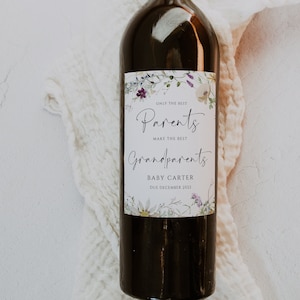 Baby Aankondiging Wine Label Sjabloon, Zwangerschap Aankondiging Gift, Nieuwe Baby Wine Label, Bewerkbare Sjabloon, Grootouders Cadeau, Aangepast Label