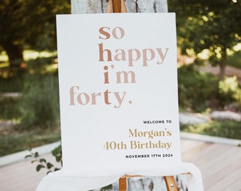 40th Birthday Welcome Template, So Happy Im Forty, 40th Birthday Welcome Sign, Funny 40th Welcome Sign, Editable Welcome Sign