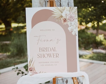 Arch Bridal Shower Welcome Sign Template, Boho Bridal Welcome Sign, Dusty Rose Welcome Template, Editable Template, Arch Bridal Shower Sign