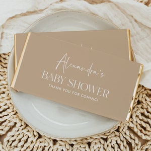 Beige Chocolate Bar Wrapper Template, Editable Candy Bar Wrapper, Minimalist Baby Shower Candy Bar Wrapper, Gender Neutral Baby Shower