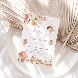 Fairy Baby Shower Invitation Template, Girl Baby Shower Invite, Magical Fairies Baby Shower, Editable Template, Our Little Fairy
