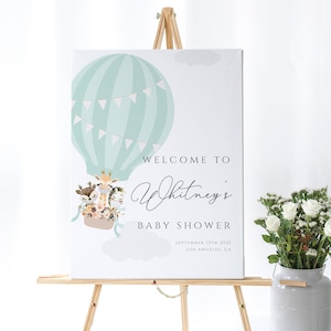 Hot Air Balloon Welcome Sign, Baby Shower Welcome Sign, Boy Baby Shower, Adventure Baby Shower, Up Up & Away Shower, Editable Template