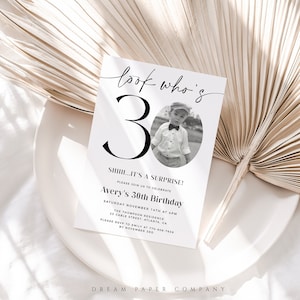 Look Who&#39;s 30, 30th Birthday Invitation Template, Photo 30th Birthday Invite, 30th Birthday Party, Male or Female Birthday Invitation