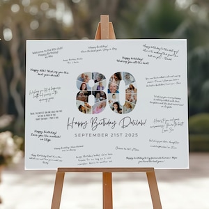 80th Birthday Signature Board Template, 80th Birthday Photo Collage, 80th Welcome Sign, 80th Autograph Poster, 80th Anniversary, Canva