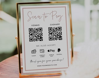 Editable Scan To Pay Template, QR Code Sign, Small Business Sign, DIY Payment Method Sign, Editable Template, Paypal Sign, Venmo, Cashapp