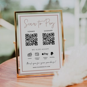 Editable Scan To Pay Template, QR Code Sign, Small Business Sign, DIY Payment Method Sign, Editable Template, Paypal Sign, Venmo, Cashapp