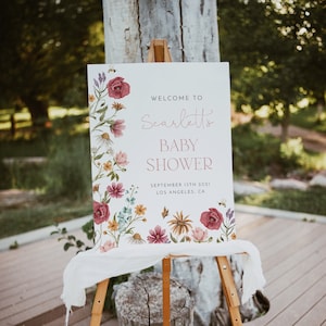 Wildflower Baby Shower Welcome Sign Template, Spring Welcome Sign, Baby Girl Welcome, Editable Template, Garden Shower Welcome Sign