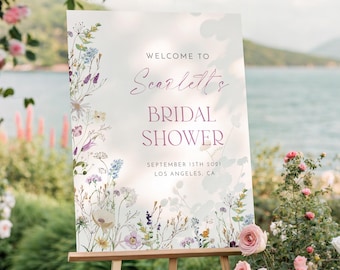 Wildflower Bridal Shower Welcome Sign Template, Spring Bridal Welcome Sign, Wildflower Welcome Sign, Editable Template, Bridal Shower Sign