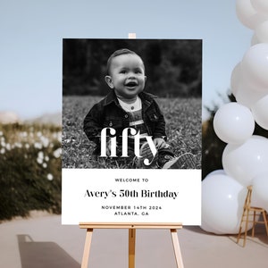 50th Birthday Welcome Sign, Male Welcome Sign, Photo Welcome Sign, Editable Welcome Template, Birthday Welcome Poster, 50th Welcome Sign