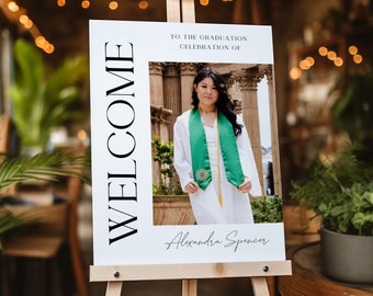 Graduation Party Welcome Sign Template, Class of 2025, Graduation Photo Welcome Sign, Grad Party Welcome Poster, Editable Canva Template