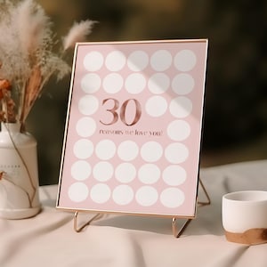30 Reasons We Love You Printable, Pink 30th Birthday Signs, Keepsake Poster, Memories Poster, 30th Signature Board, 30th Decorations Women