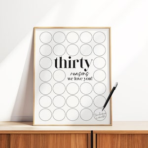 30 Reasons We Love You Printable, 30th For Men, 30th Signature Board, 30th Birthday Signs, Birthday Keepsake Poster, 30 Memories Poster