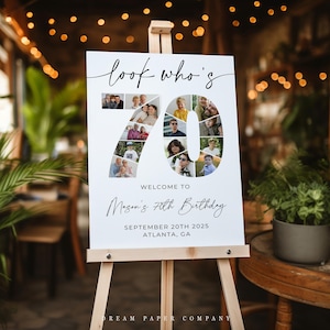 70th Birthday Welcome Sign Template, 70th Birthday Photo Collage, 70th Welcome Sign, 70 Collage Board, Look Who's 70, Canva Template