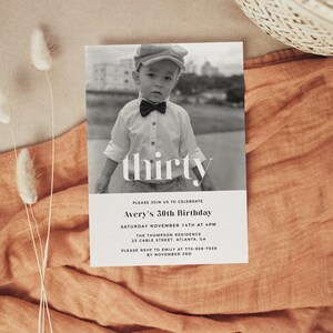 Male 30th Birthday Invitation Template, Photo 30th Birthday Invite, 30th Birthday Party, Unisex Birthday Invitation Printable