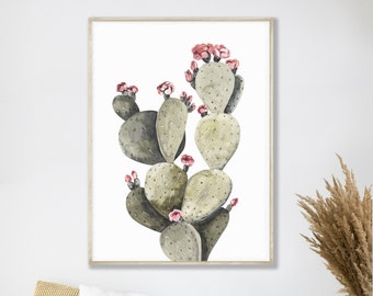 Cactus Wall Art, Cactus Poster, Botanical poster, Cactus Decor, 3 Sizes, Cactus Art, Succulent Print, Printable Wall Art, Boho Wall Art
