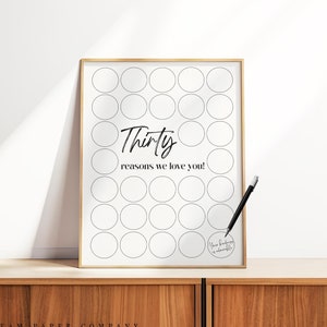 30 Reasons We Love You Printable, 30th For Men, 30th Signature Board, 30th Birthday Signs, Birthday Keepsake Poster, 30 Memories Poster