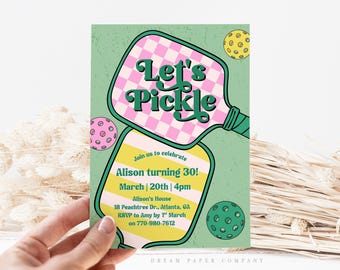 Pickleball Birthday Invitation Template, Let's Pickle, Pickleball Party Invite, Let's Hit The Courts, Canva Template, Pickleball Theme
