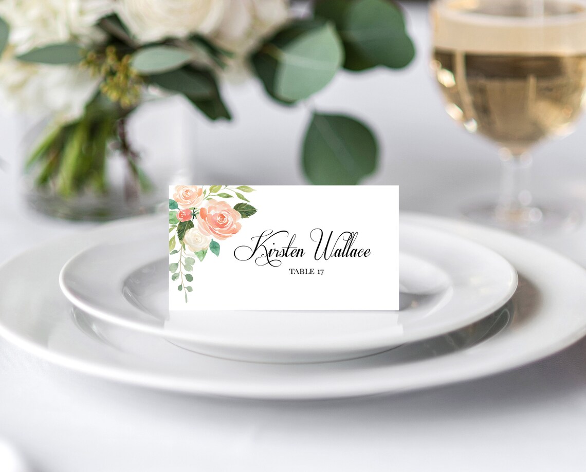 Place Card Template Printable Guest Name Card Folded Place Etsy