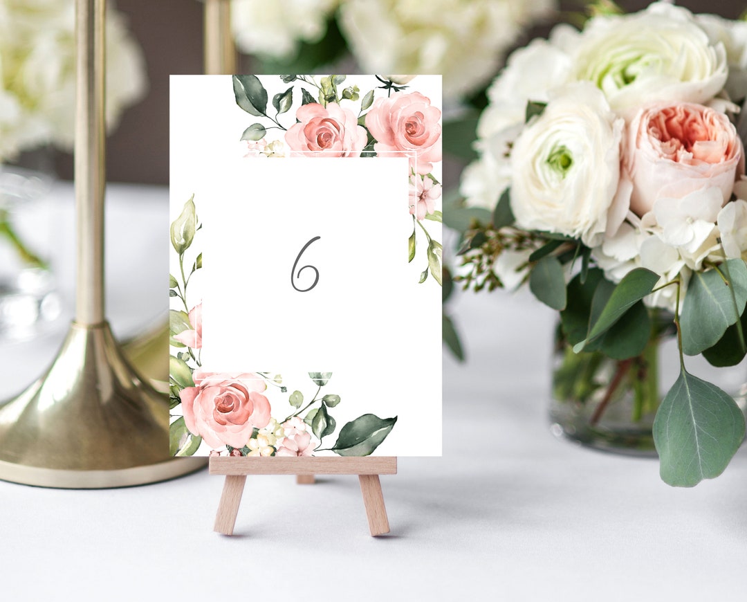 Blush Table Numbers Plantilla Editable Table Numbers Etsy España