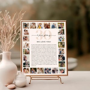 30 Reasons We Love You Template, Custom Photo Collage, 30th Birthday Gift, 30th Anniversary, Gift for Mom, Dad, Best Friend, Canva Template