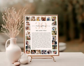 30 Reasons We Love You Template, Custom Photo Collage, 30th Birthday Gift, 30th Anniversary, Gift for Mom, Dad, Best Friend, Canva Template