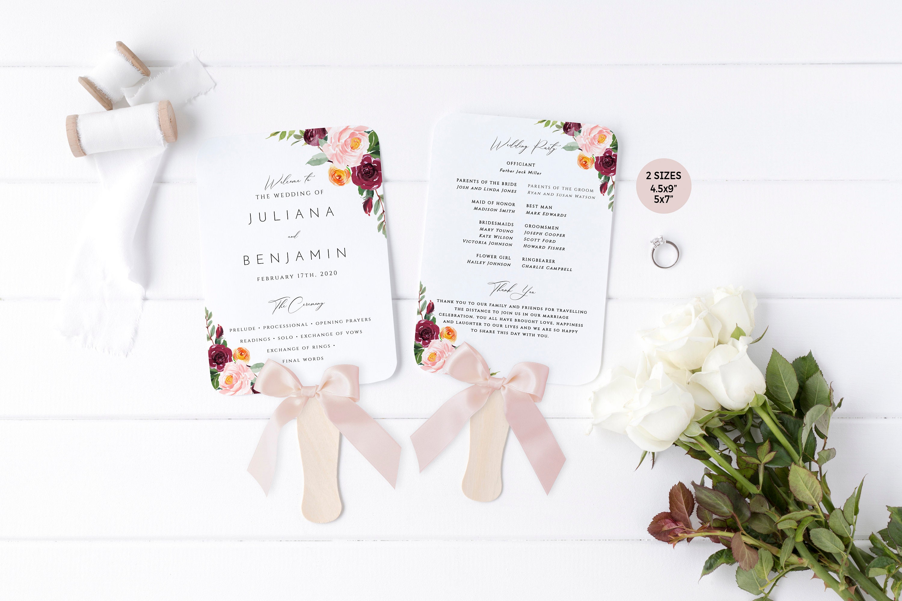 Floral Wedding Program Printable Template Editable Program - Etsy