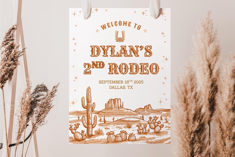 Second Rodeo Saying 2nd Rodeo Welcome Sign Template, Wild West Birthday Welcome Sign, My ...