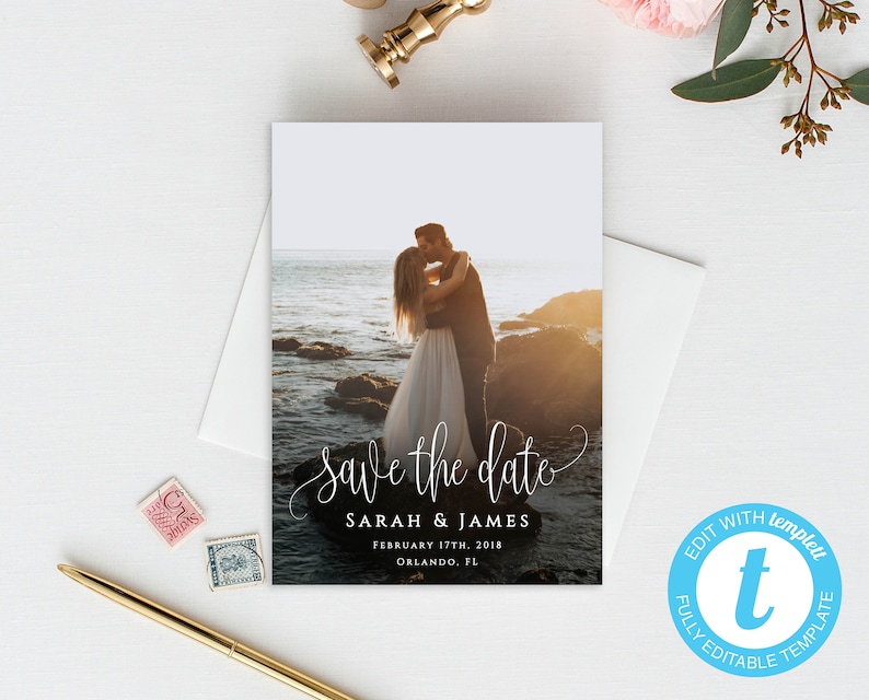 Save The Date Photo Template Custom Save The Date Template Wedding Save The Date Printable Invite Picture Save The Date Editable Template image 1