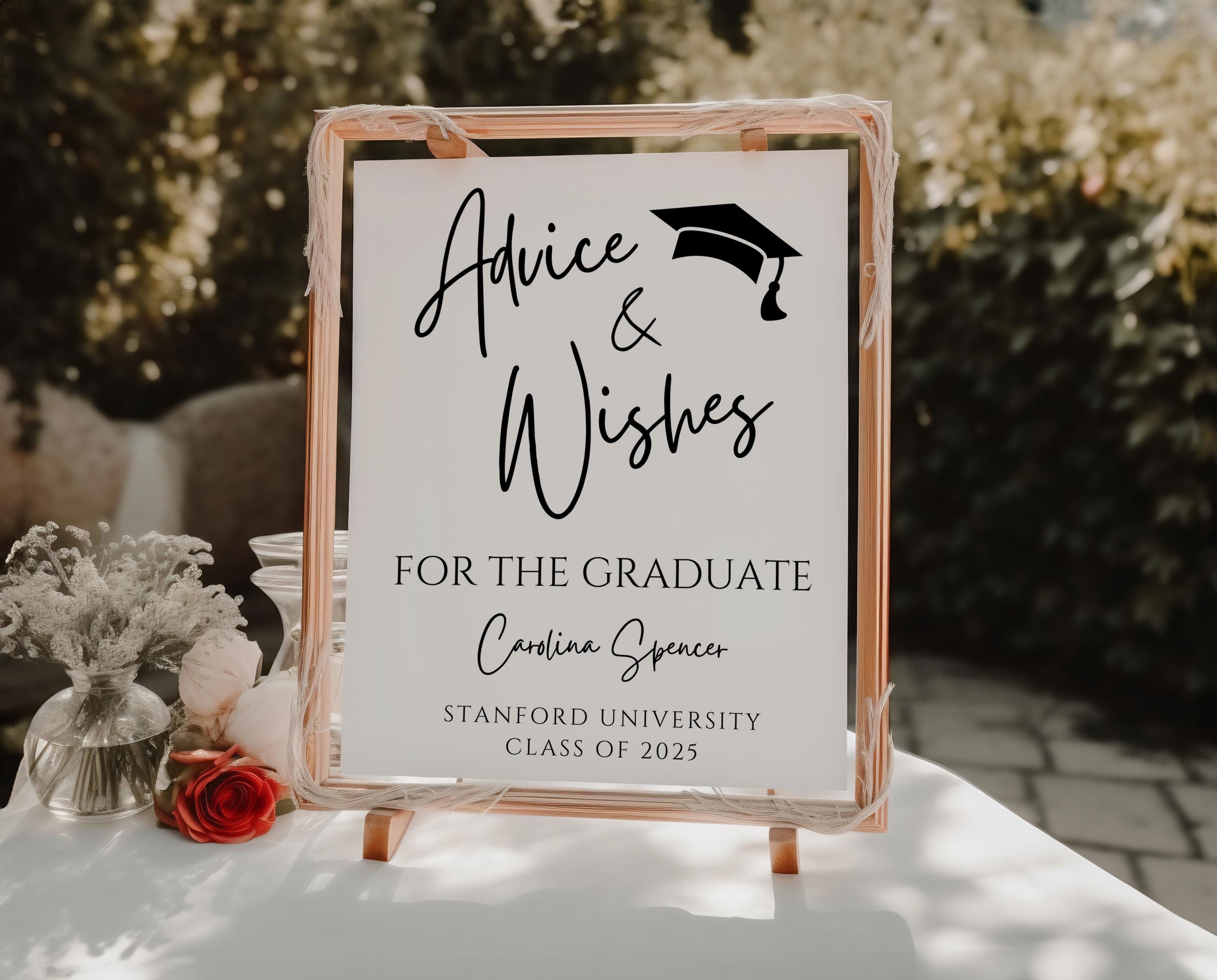 Graduation Sign Examples Graduation Advice and Wishes Sign Template, Graduation Table Sign ...