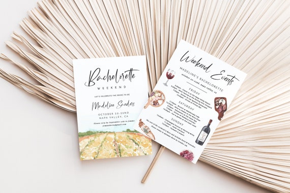 Wine Tasting Bachelorette Itinerary Template, Winery Bachelorette Invitation, Vino Hens Party Invite, Hens Weekend, Wine Tasting Invite