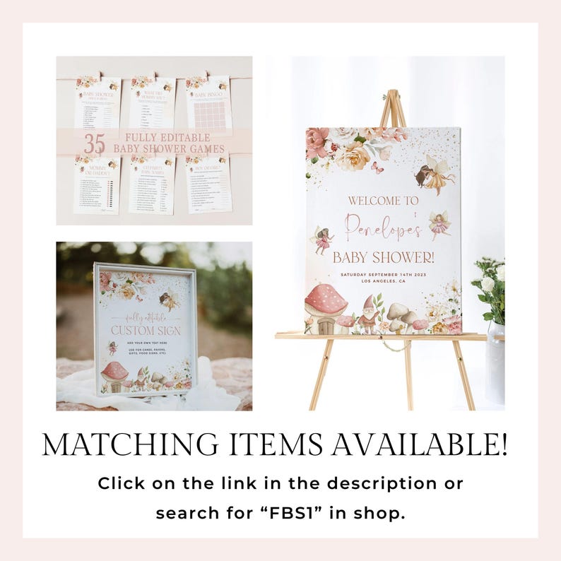 Modèle d'Invitation pour baby shower fée, Shower de bébé fées magiques, Faire-part de fée enchantée, modèle modifiable, une petite fée, FBS1 image 8