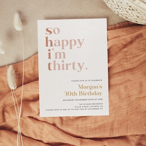30th Birthday Invitation Template, So Happy Im Thirty, 30th Birthday Invite For Women, Funny 30th Invitation, Editable Birthday Invite