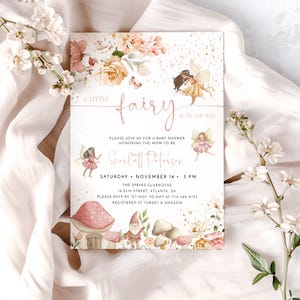 Fairy Baby Shower Invitation Template, Enchanted Baby Shower Invite, Magical Fairies Baby Shower, Editable Template, A Little Fairy, FBS1 image 1
