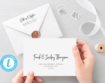Printable Envelope Address Template, A7 & A1, Modern Wedding Envelope Template, Editable Template, Calligraphy DIY Envelope Printable