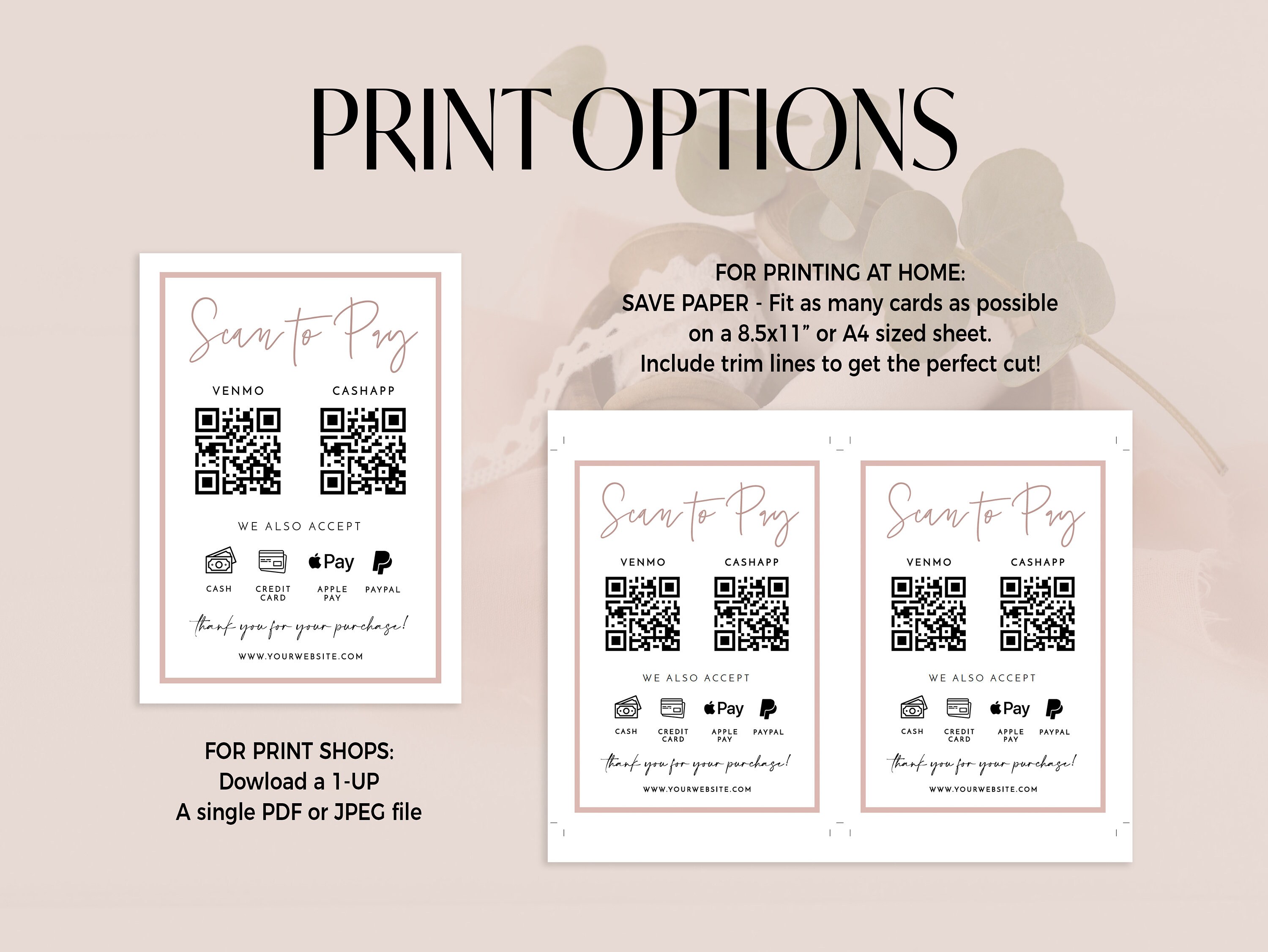 QR Code Sign Template Scan to Pay Sign Small Business Sign - Etsy