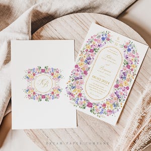 Spring Floral Wedding Invitation, Garden Wedding Invitation, Elegant Flowers Wedding Invite, Wildflowers Wedding Invitation, Colorful Invite