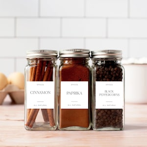 Spice Jar Label Template, Modern Spices Label, Editable Template, Minimalist Label Template, 3 Sizes, Kitchen Organization, Labels Printable