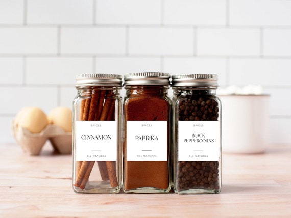 Spice Jar Labels Template, Modern Minimalist Spice Jar Label