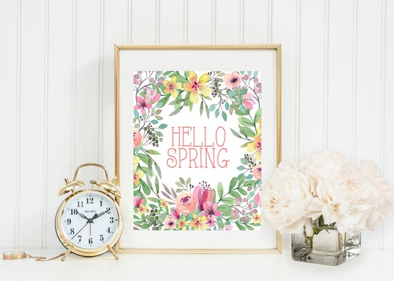 Hello Spring Printable Hello Spring Print Spring Wall Art - Etsy